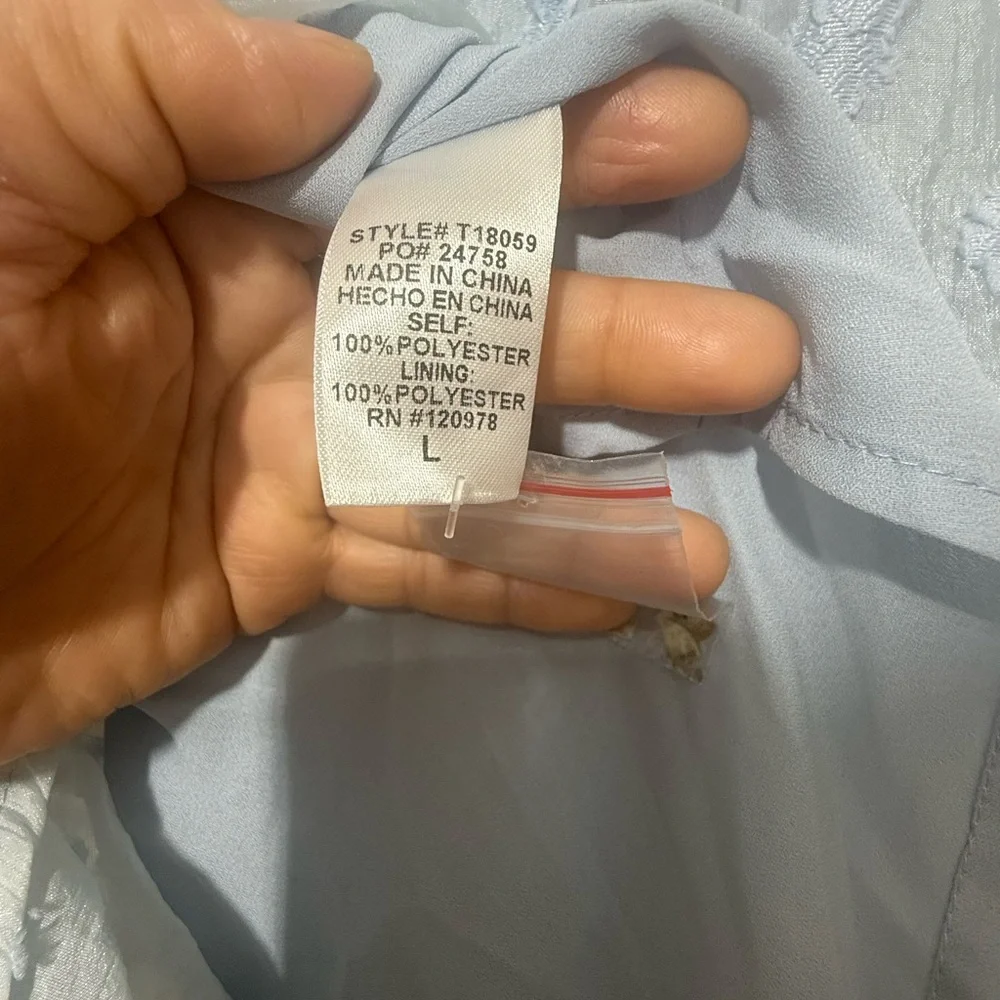 Light Blue Puff Sleeve Blouse - Picture 6 of 8